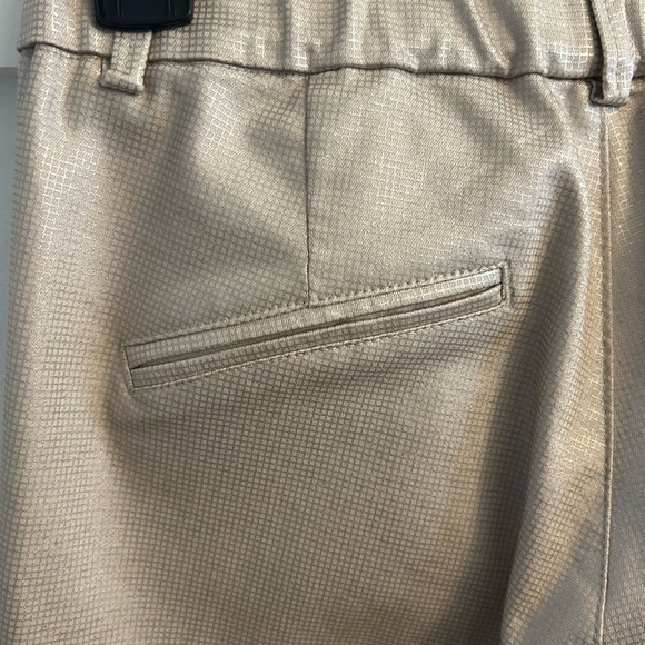 Bevy Flog Metallic beige Check elastic waist pocket straight pants - Picture 5 of 6